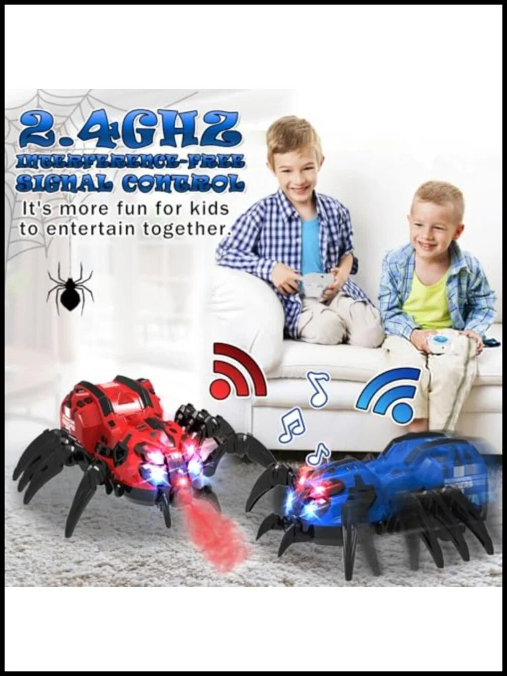 RC Spider Robot Toy with Remote, Lights, Music & Mist Spray - Halloween Gift